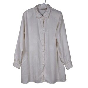 Christie & Jill Womens Size 1X Blouse Button Up Long Sleeve Padded Shoulders